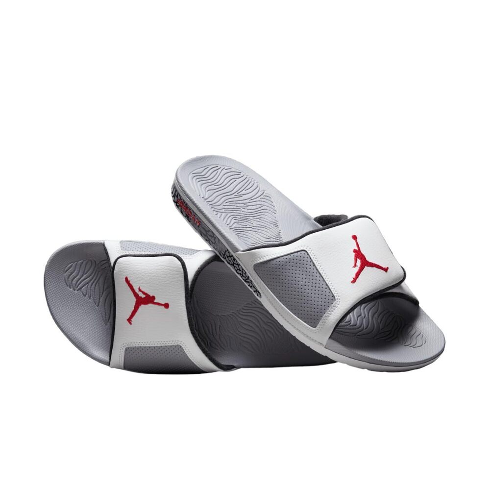 Jordan Men's Hydro III Slides , Summit White/Cement Grey/Black/Fire Red, 8